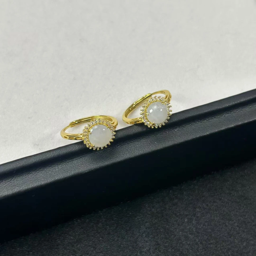 【睿泽鉴宝】S925翡翠蛋面戒指（多样性发一 有瑕） 7*2V0173