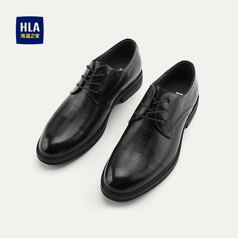 【方便系带】HLA海澜之家皮鞋男2025新款光泽透气舒适正装鞋子男