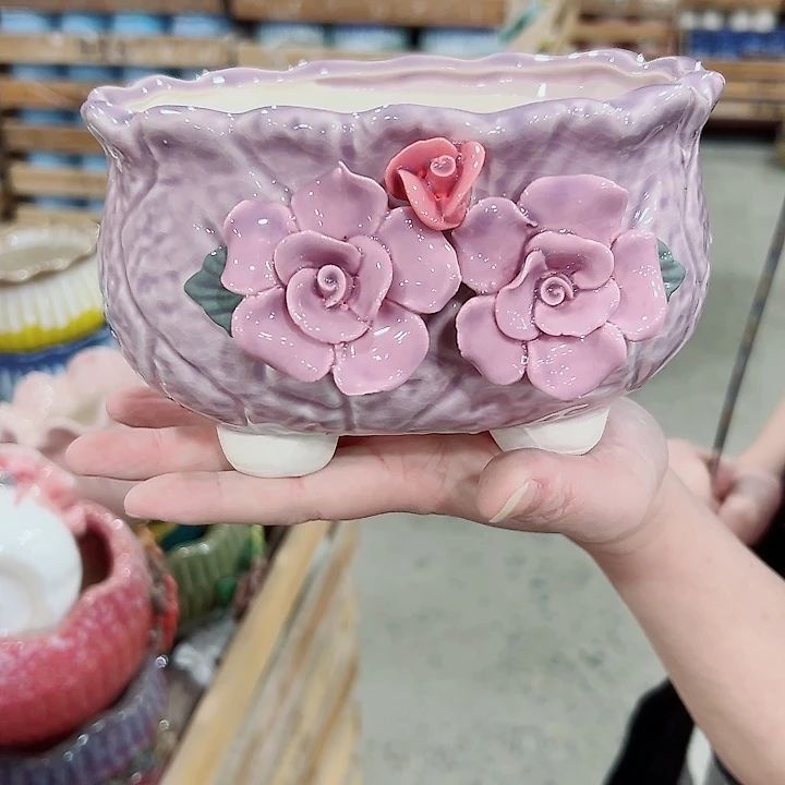 有孔.凑满10元发货多肉陶瓷花盆！