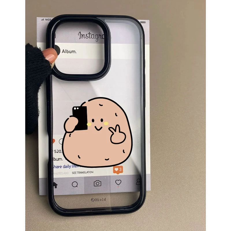 黑边土豆茄子适用苹果15Pro手机壳13硅胶XSMax/xr/12女16/14p套