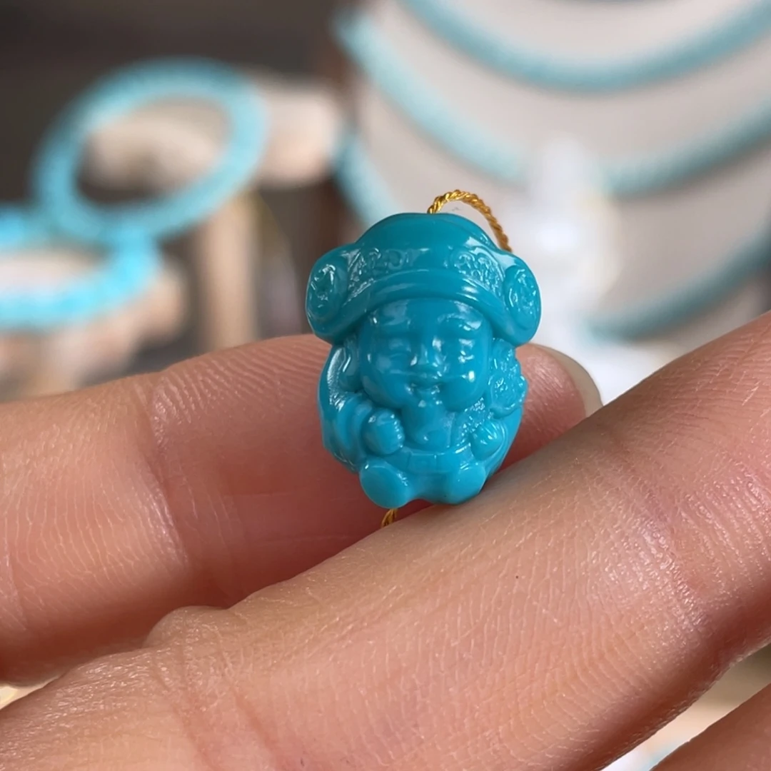 绿松石未镶嵌套链高蓝玉化财爷爷