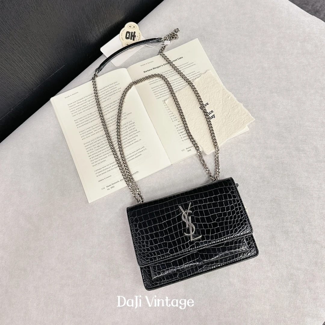 99新 YSL/圣罗兰 Ysl圣罗兰黑银日落小号单肩包