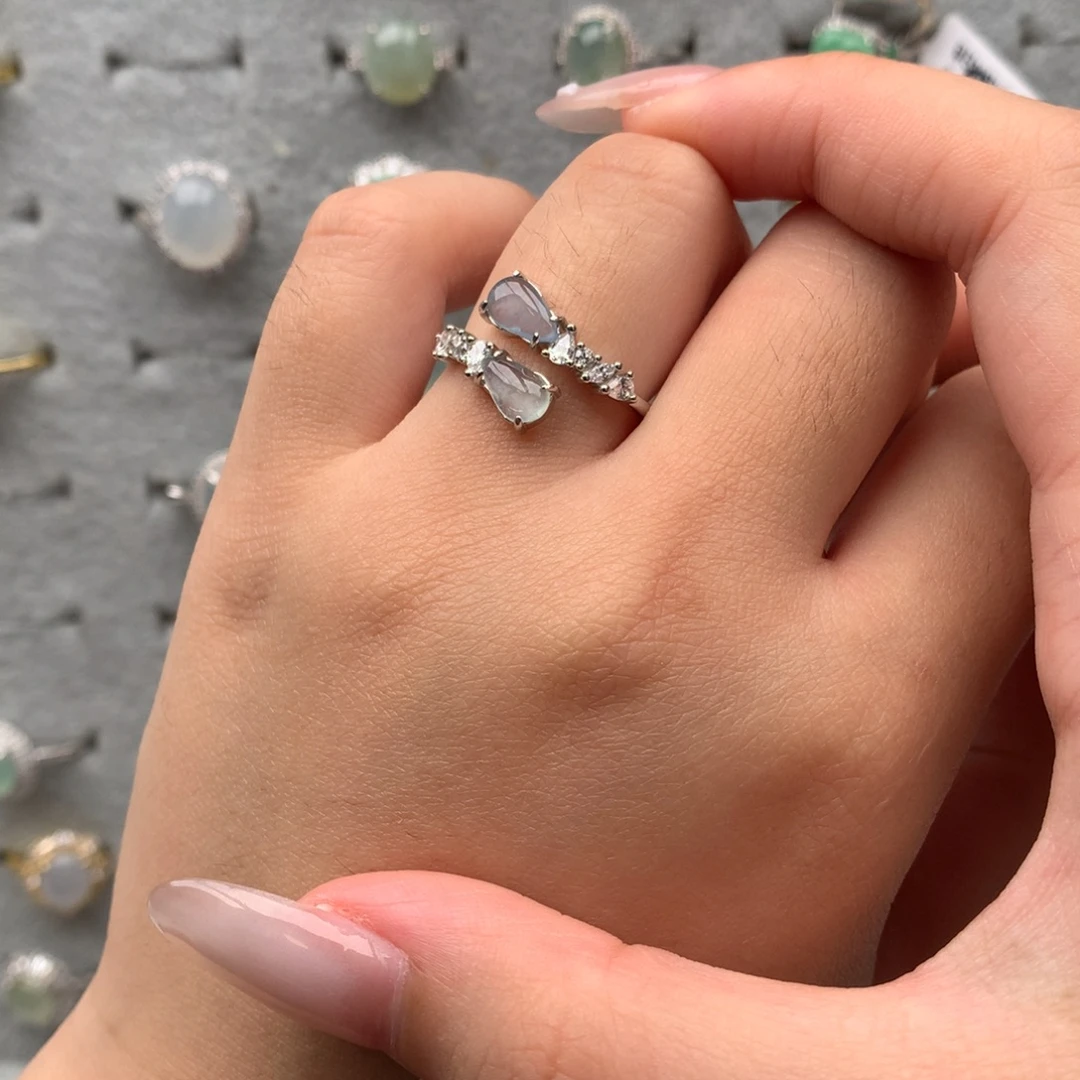 翡翠银S925镶嵌戒指戒指