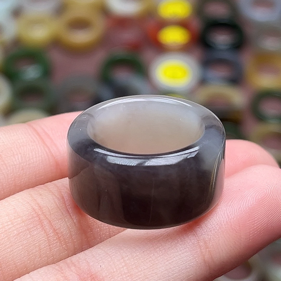 和田玉未镶嵌戒指18.4一口紫