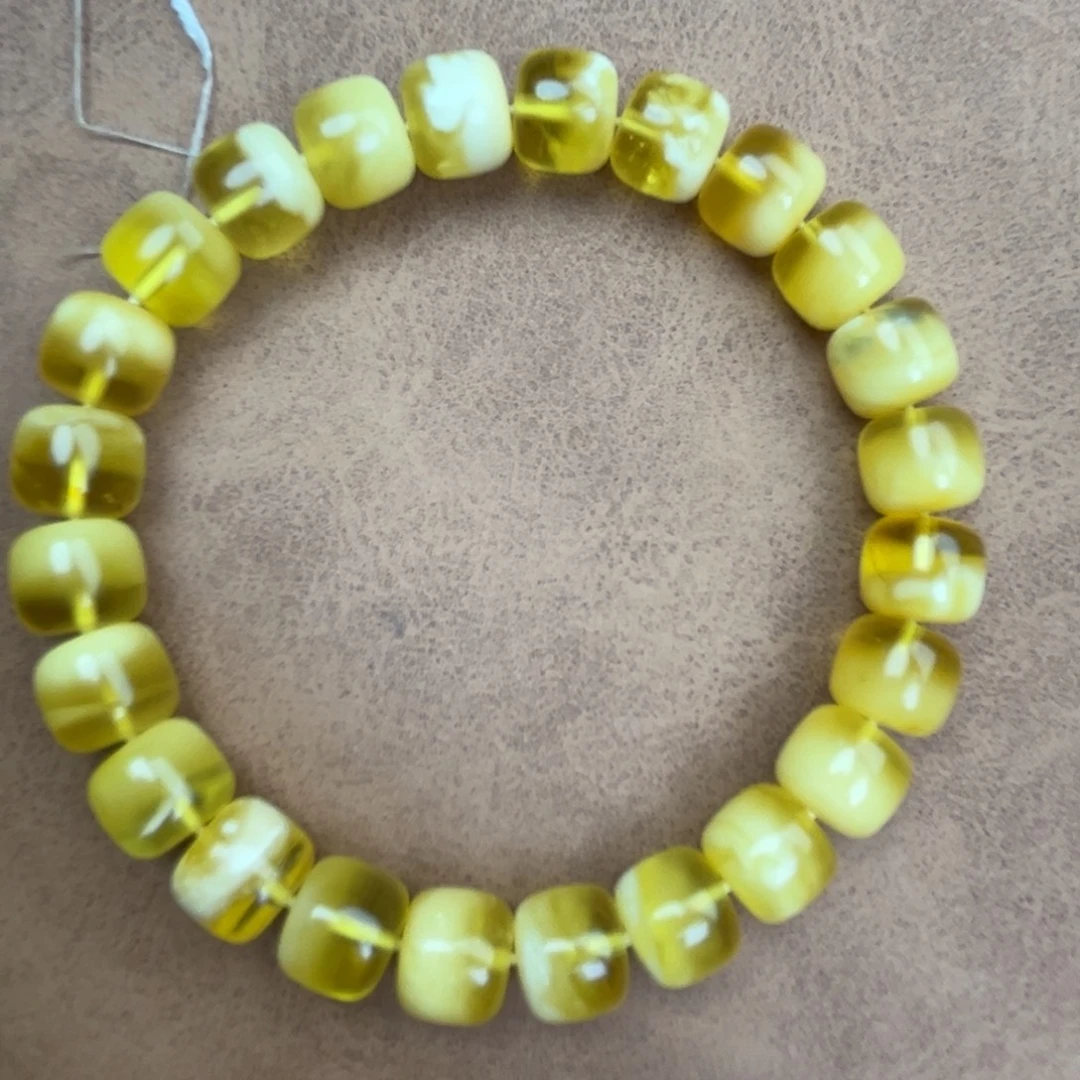 蜜蜡未镶嵌手串纯天然俄料金白聚宝盆9.5。*8.5腕口17+