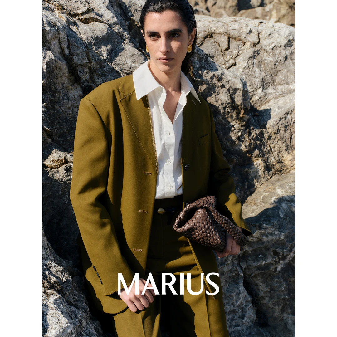 MARIUS“伯明翰”经典时髦通勤高捻精梳羊毛阔肩阔版落肩西装套装