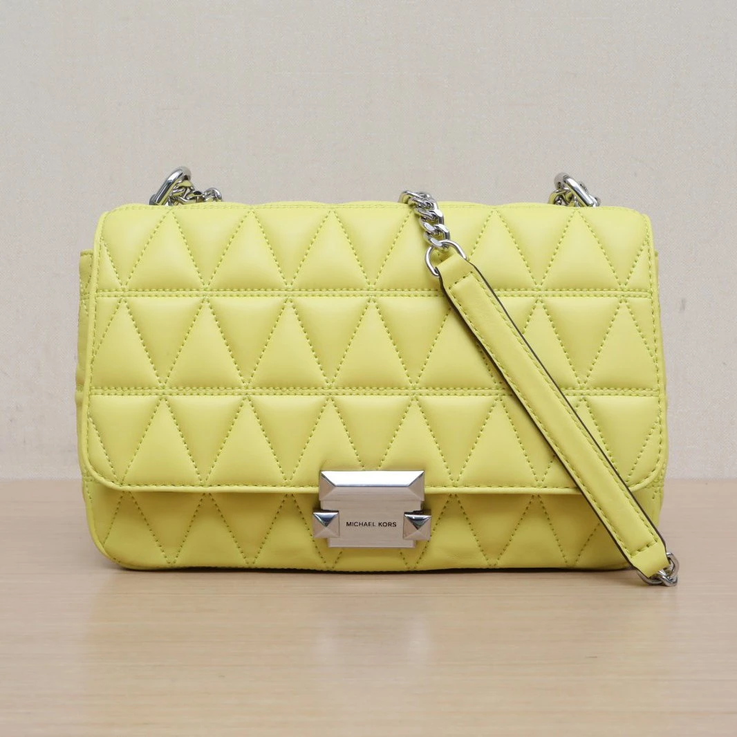 99新 MICHAEL KORS/迈克高仕 【娇】黄色皮革S链条包邮差包 787001