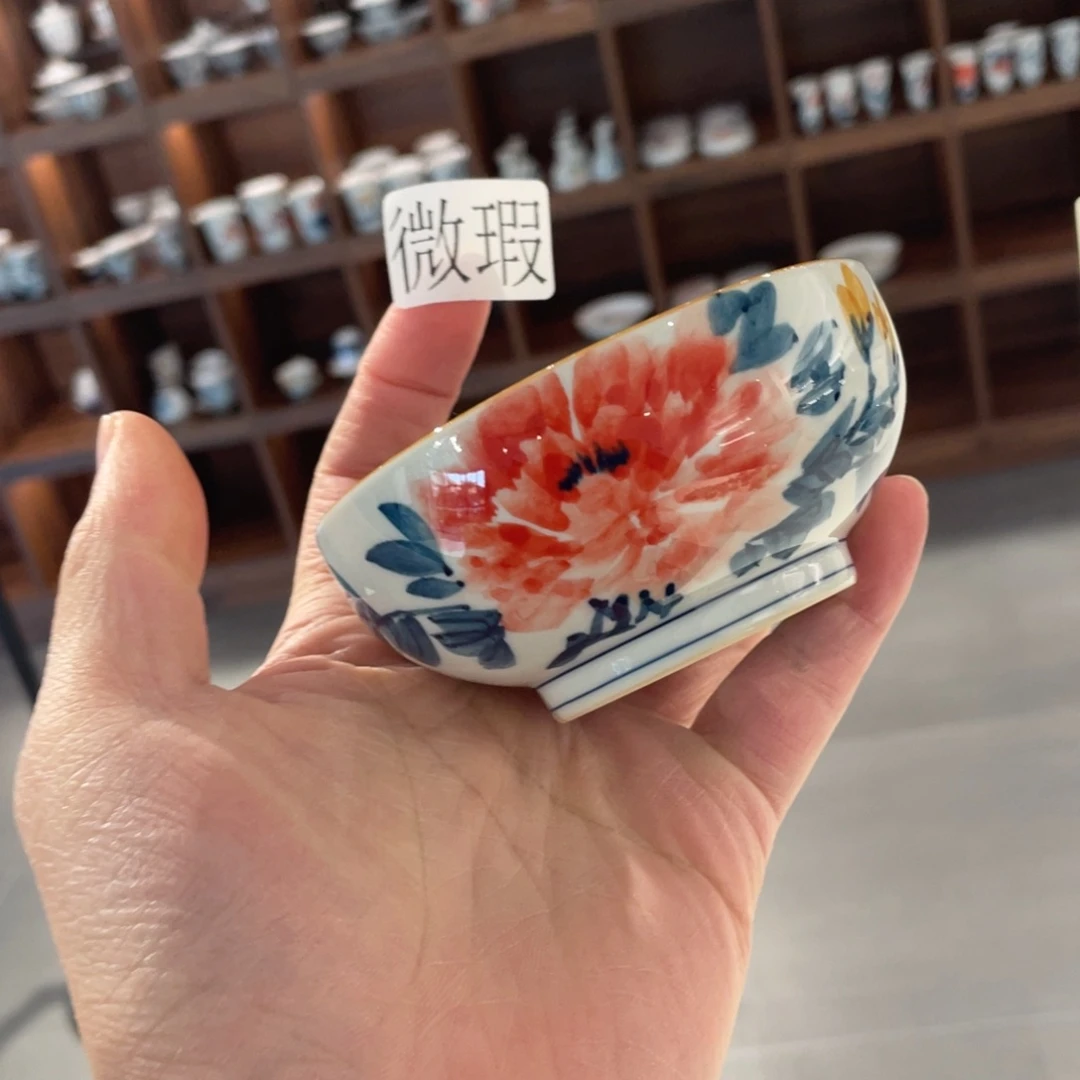 釉下手绘茶具微瑕