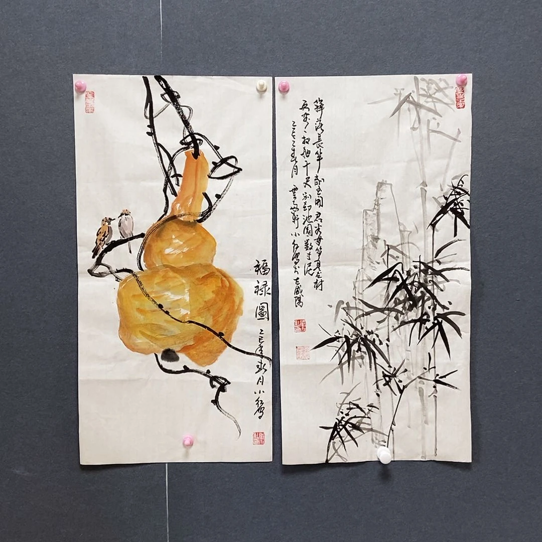 国画张小红手绘花鸟作品34.68