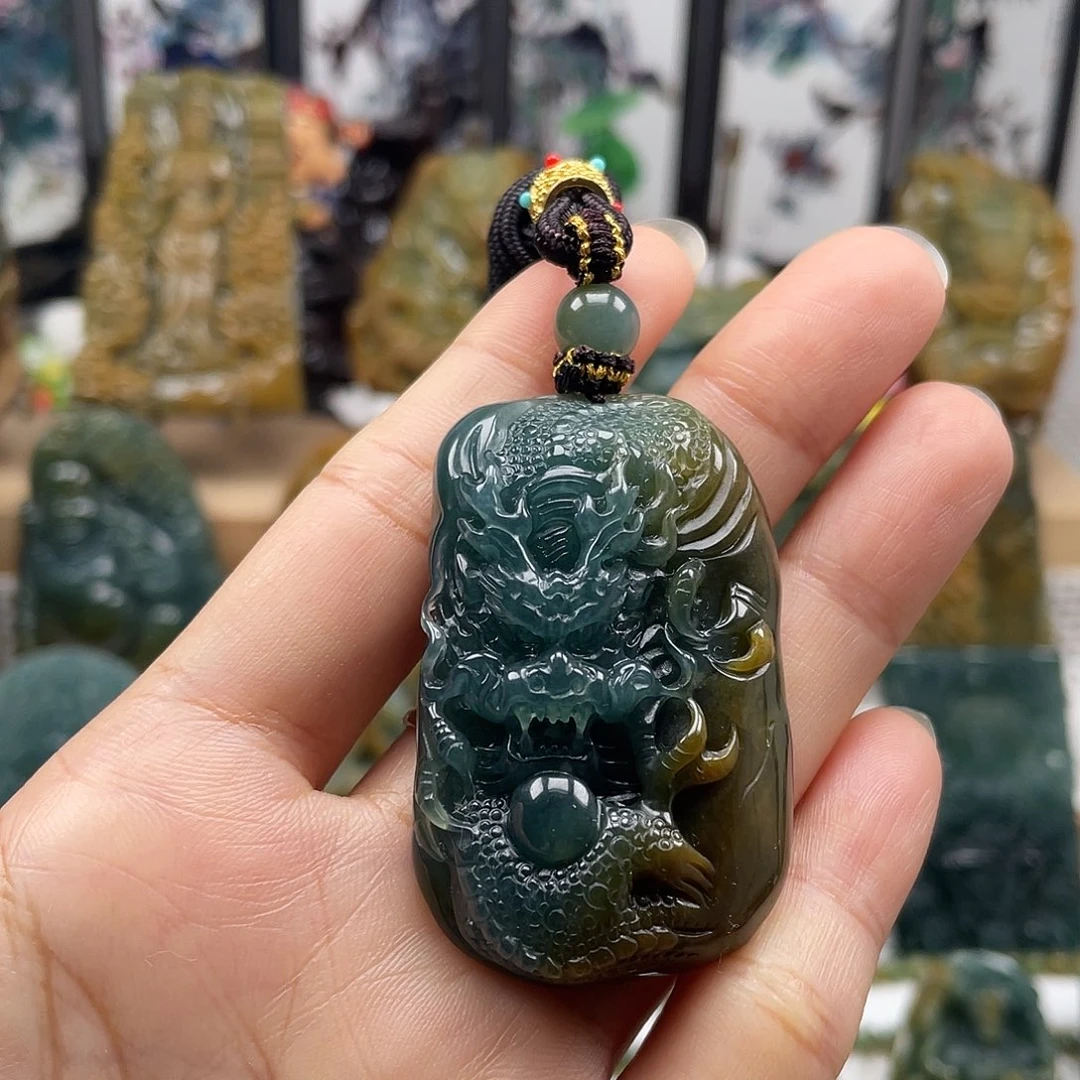 翡翠未镶嵌颈饰天然翡a货龙