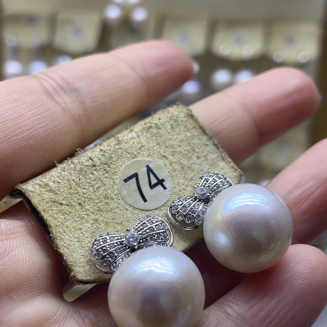 淡水珍珠耳饰银S925镶嵌