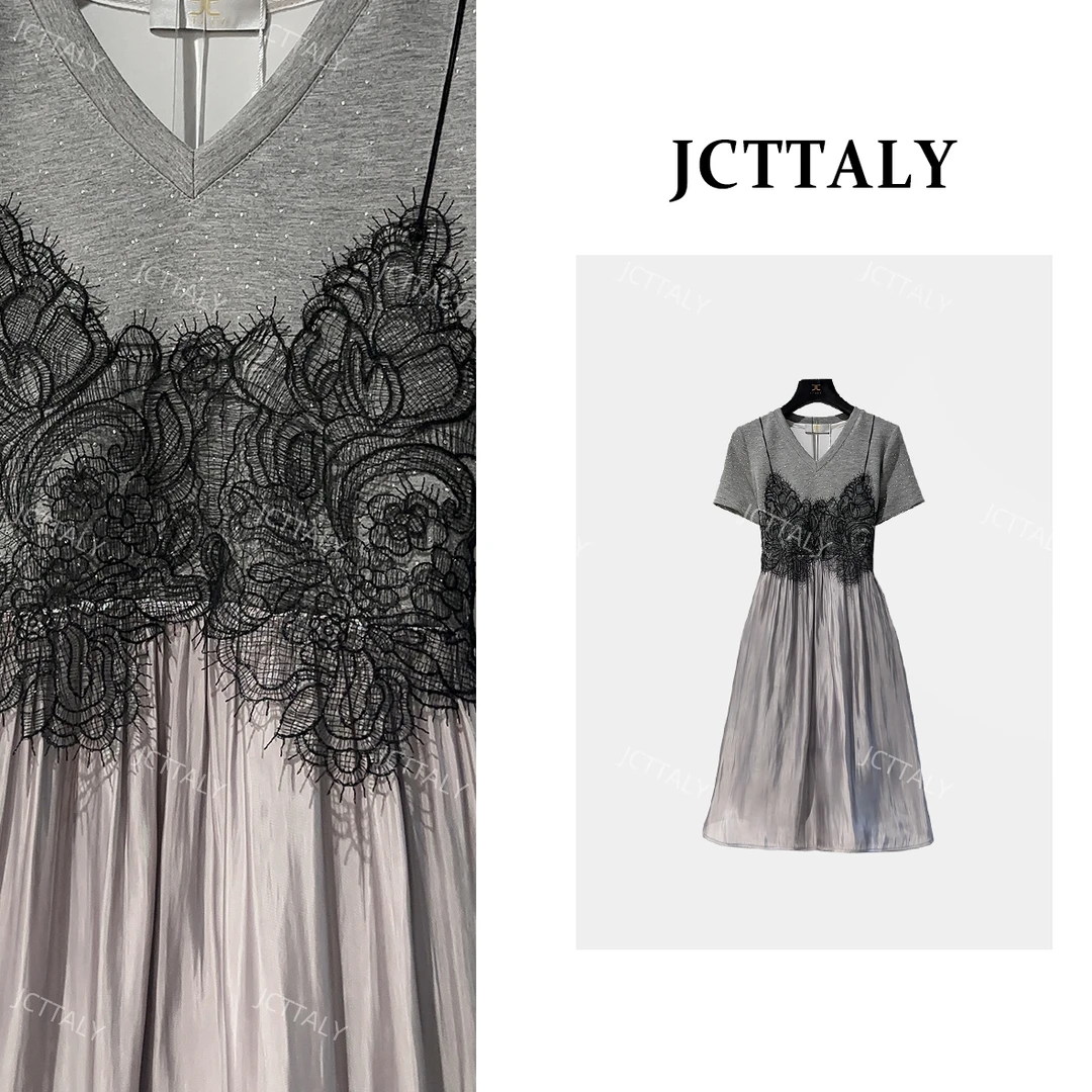 【Linda】【72】复古轻奢撞色港风时尚抽绳收腰显瘦连衣裙JC-A3186