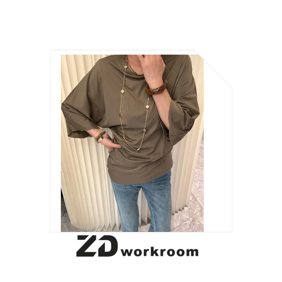 【Z.D/WORKROOM】25/26法式设计感不规则剪裁收腰宽口五分袖T恤