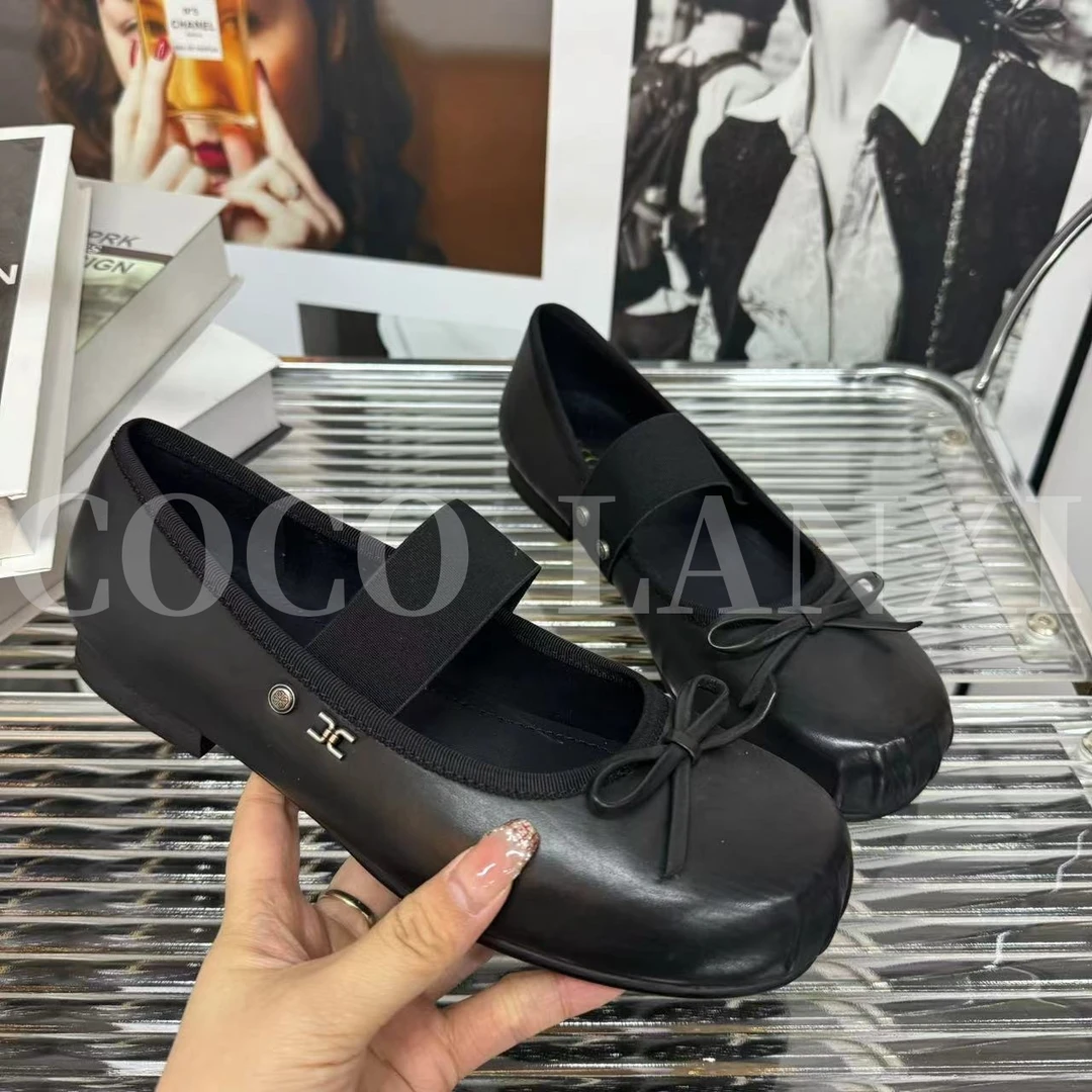 【沐风】时尚休闲百搭女士黑色厚底平底圆头单鞋25DX039LX