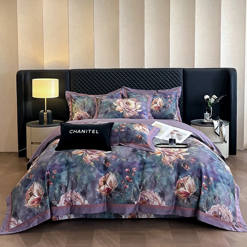 春庭雪｜轻奢数码印花高档柔软透气纯棉首席设计师手绘款四件套