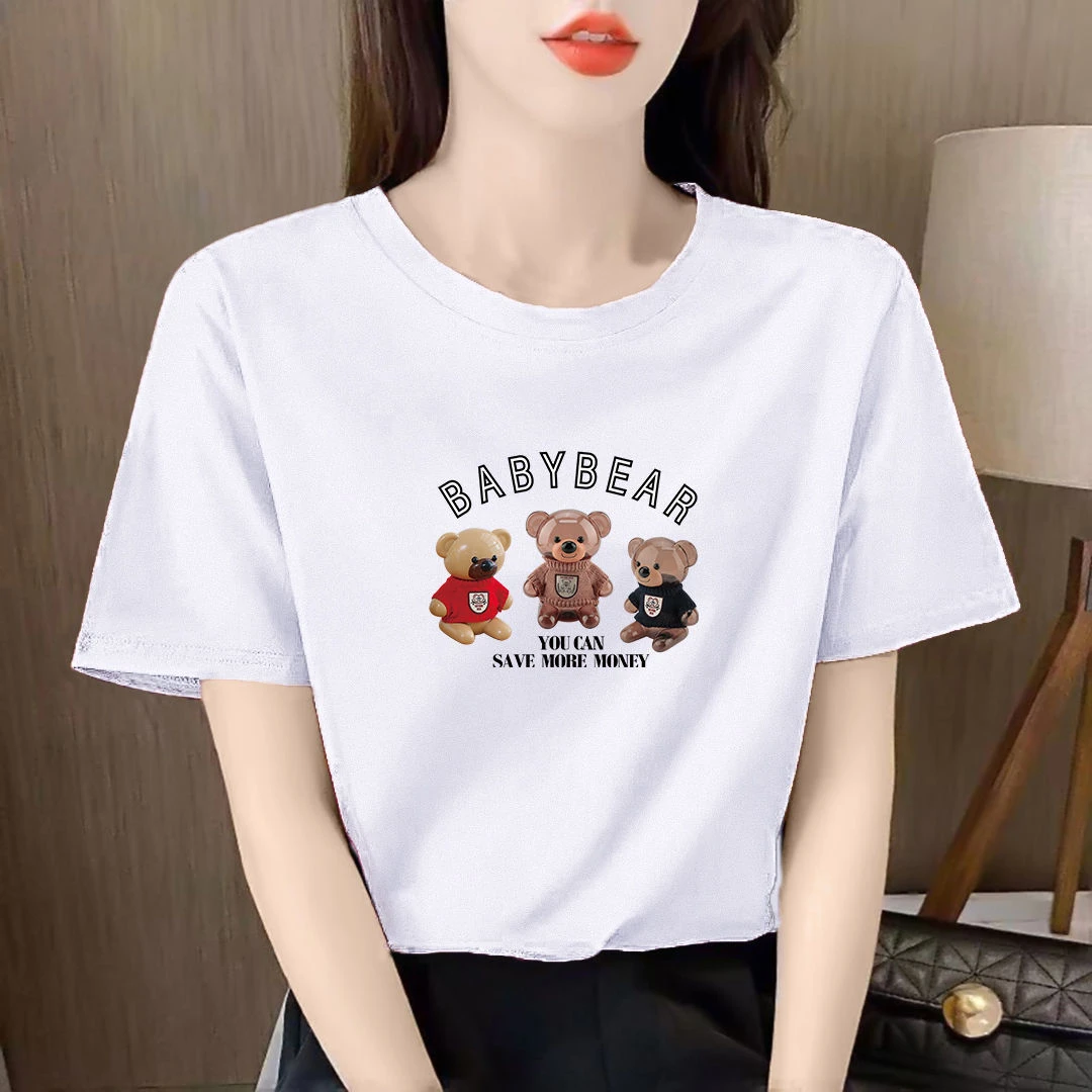 【粉丝福利】精梳纯棉短袖t恤女夏季宽松女多色印花体恤上衣