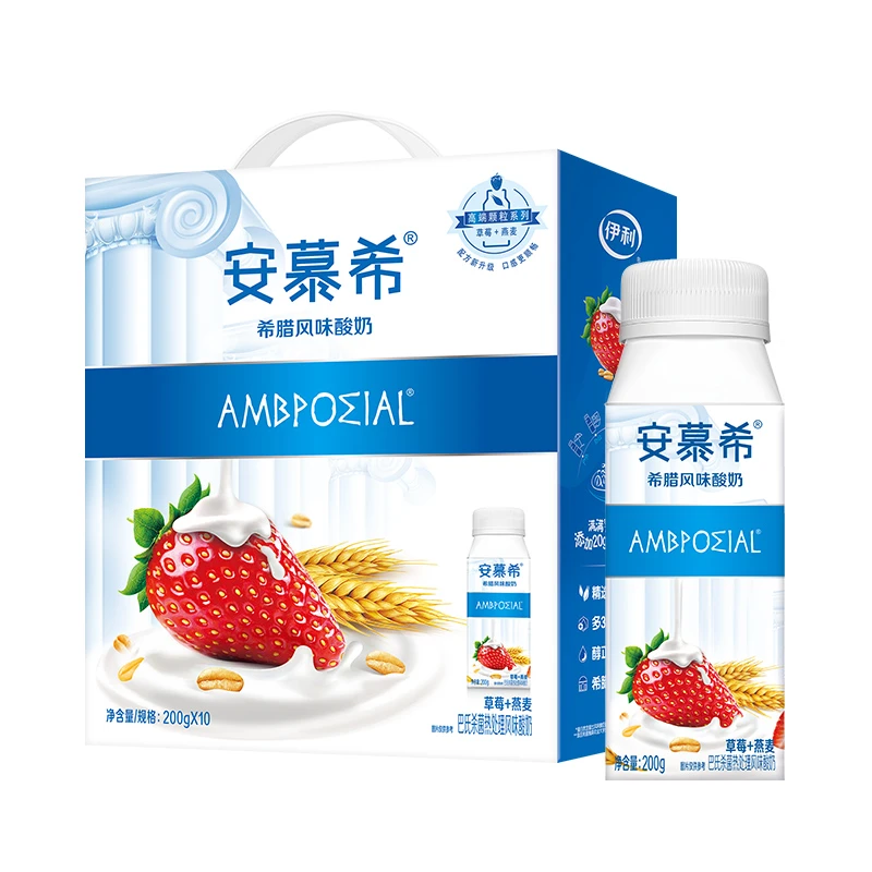 6月产伊利安慕希酸奶草莓燕麦黄桃燕麦200g*10盒
