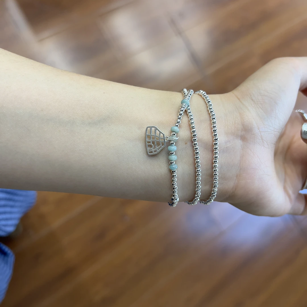 925银手链 阿腾莎银饰 手链 一家亲 百搭多层民族风弹力手链