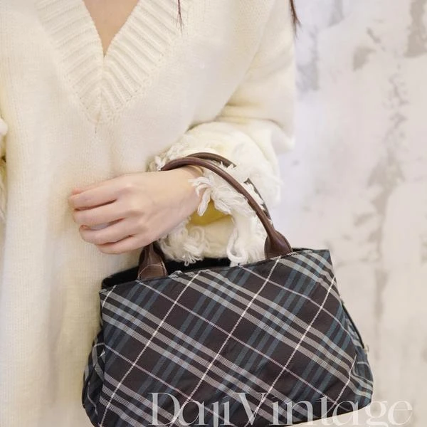 95新 BURBERRY/博柏利 大吉中古/Burberry博柏利蓝色格纹手提包