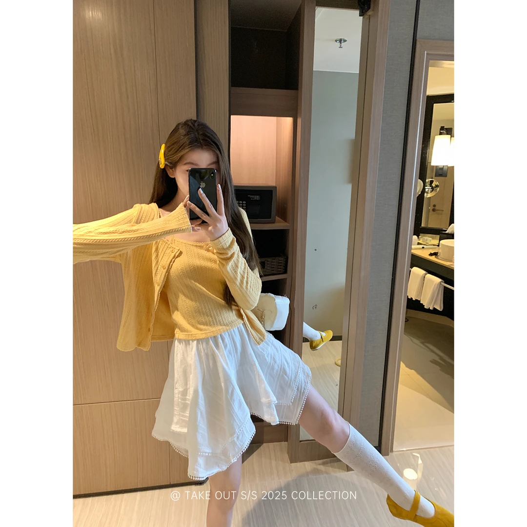 外卖到了【麦芽糖】多色!氧气吊带开衫女春季两件套WM4LSS12