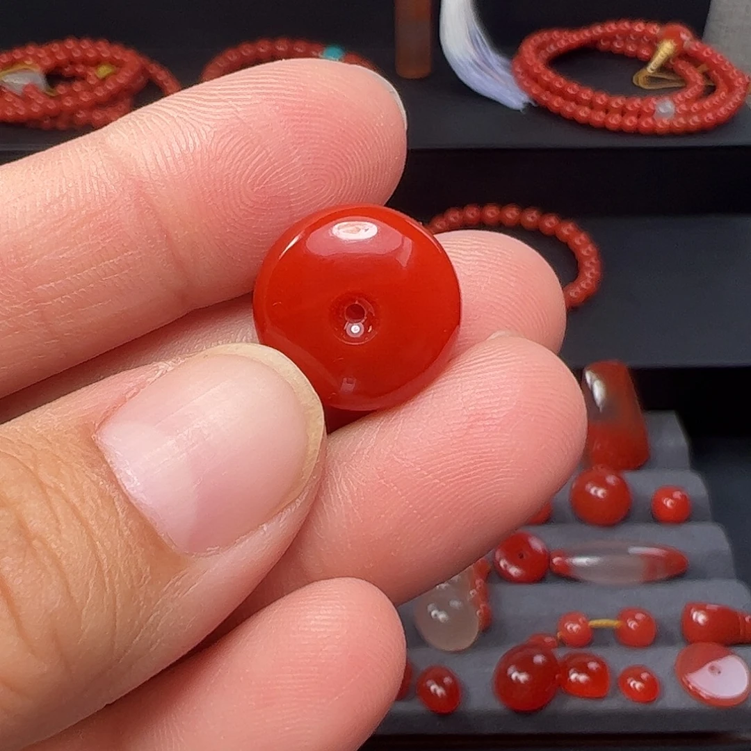 南红玛瑙未镶嵌柿子红平安扣