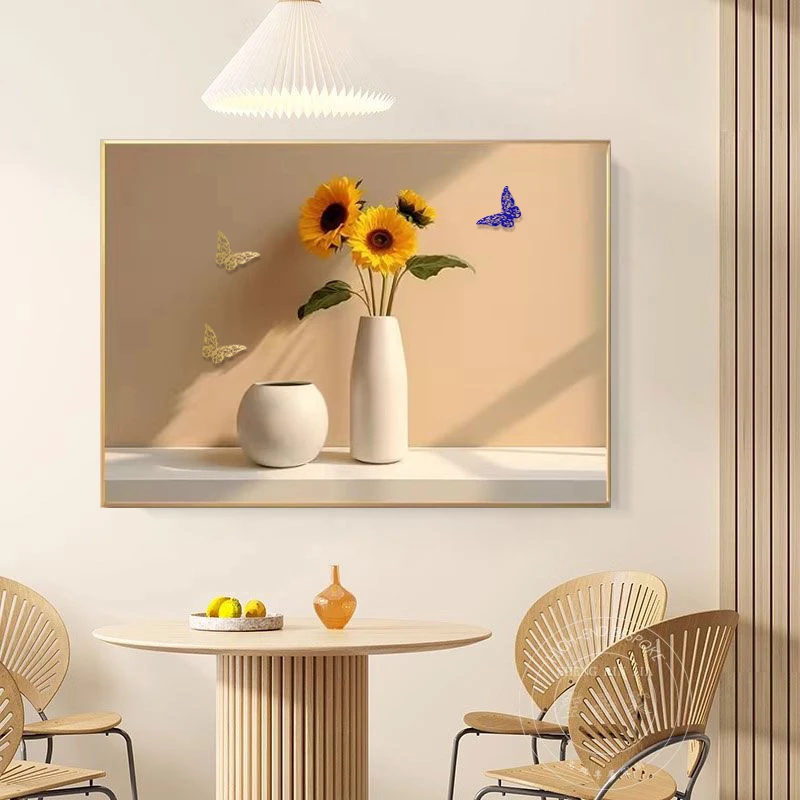 SJ06北欧餐厅客厅简约奶油背景墙饭厅花卉挂画餐桌现代清新挂画