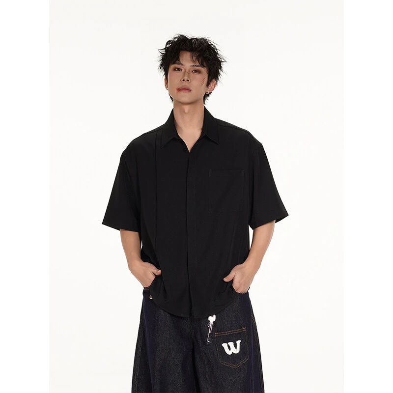 cleanfit韩系高级感短袖衬衫男夏季新款英伦雅痞西装内搭冰丝衬衣