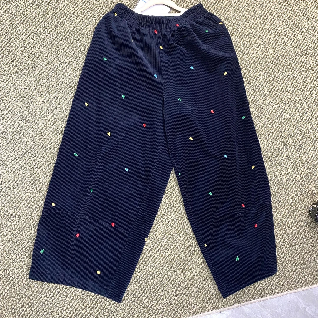 2025年-宽松百搭时尚新款松紧腰刺绣灯芯绒休闲裤-3146