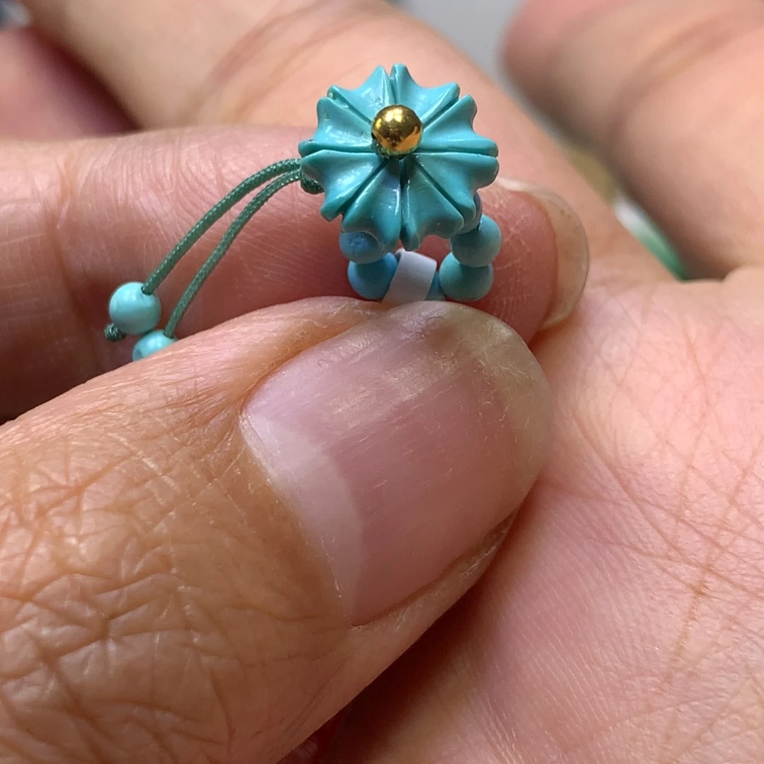 绿松石18K金镶嵌花卡子