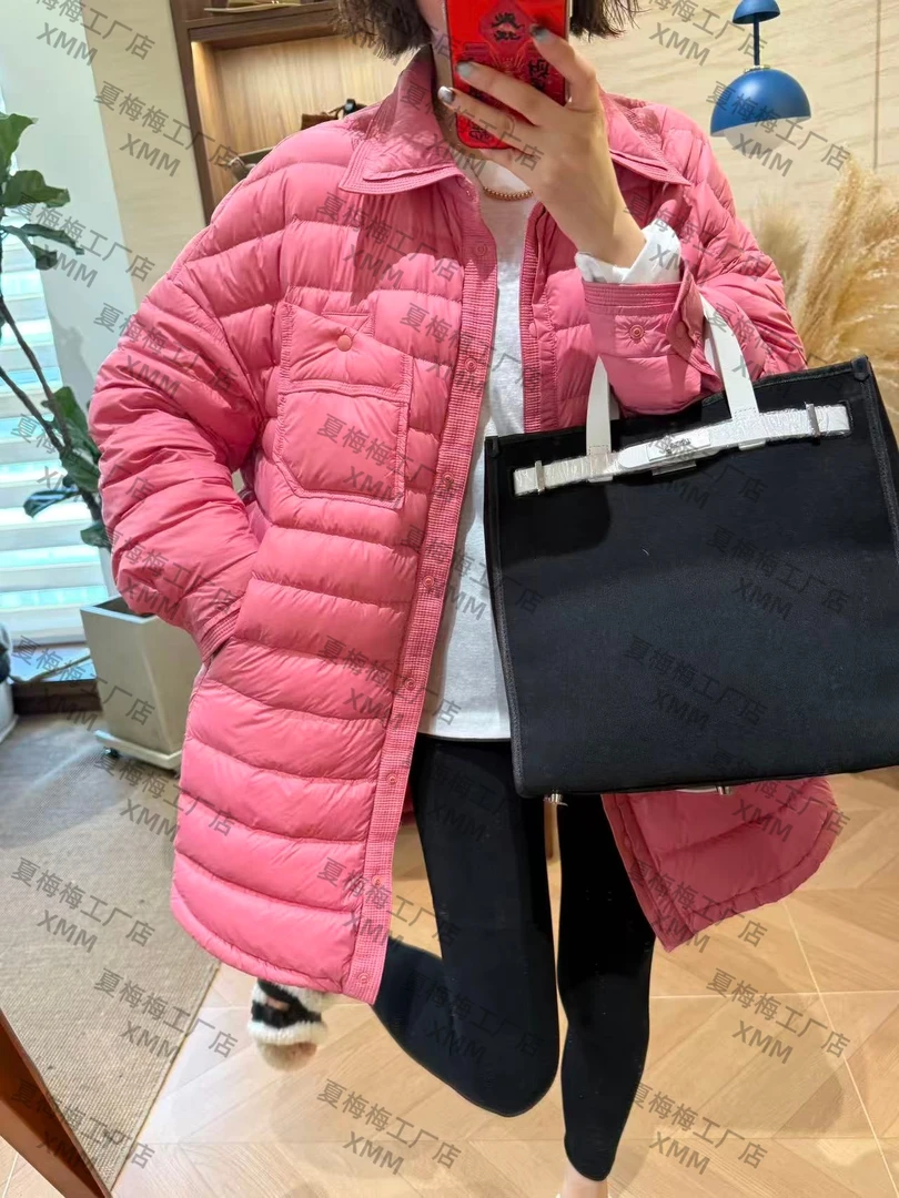 XMM.【H翻领羽绒服中长款外套】时尚休闲保暖韩版秋冬薄款百搭加厚