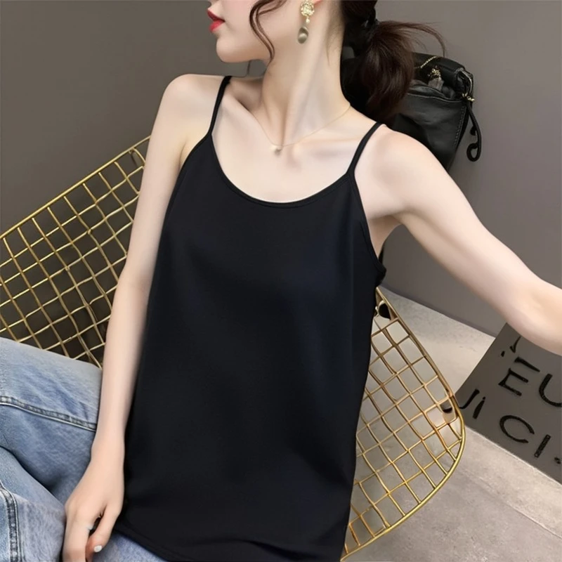 加宽加大码女装胖mm简约纯色吊带背心上衣纯棉宽松显瘦穿搭夏新款