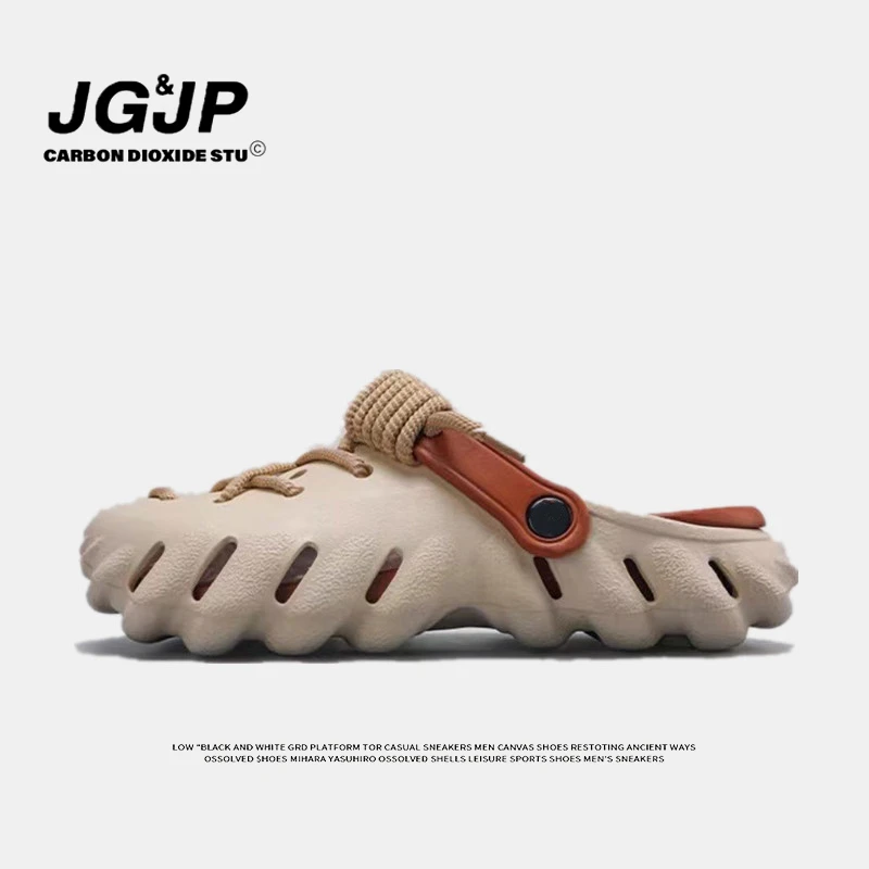 JGJP2025夏季新款洞洞鞋男女款踩屎感拖鞋男士爆款厚底沙滩凉拖