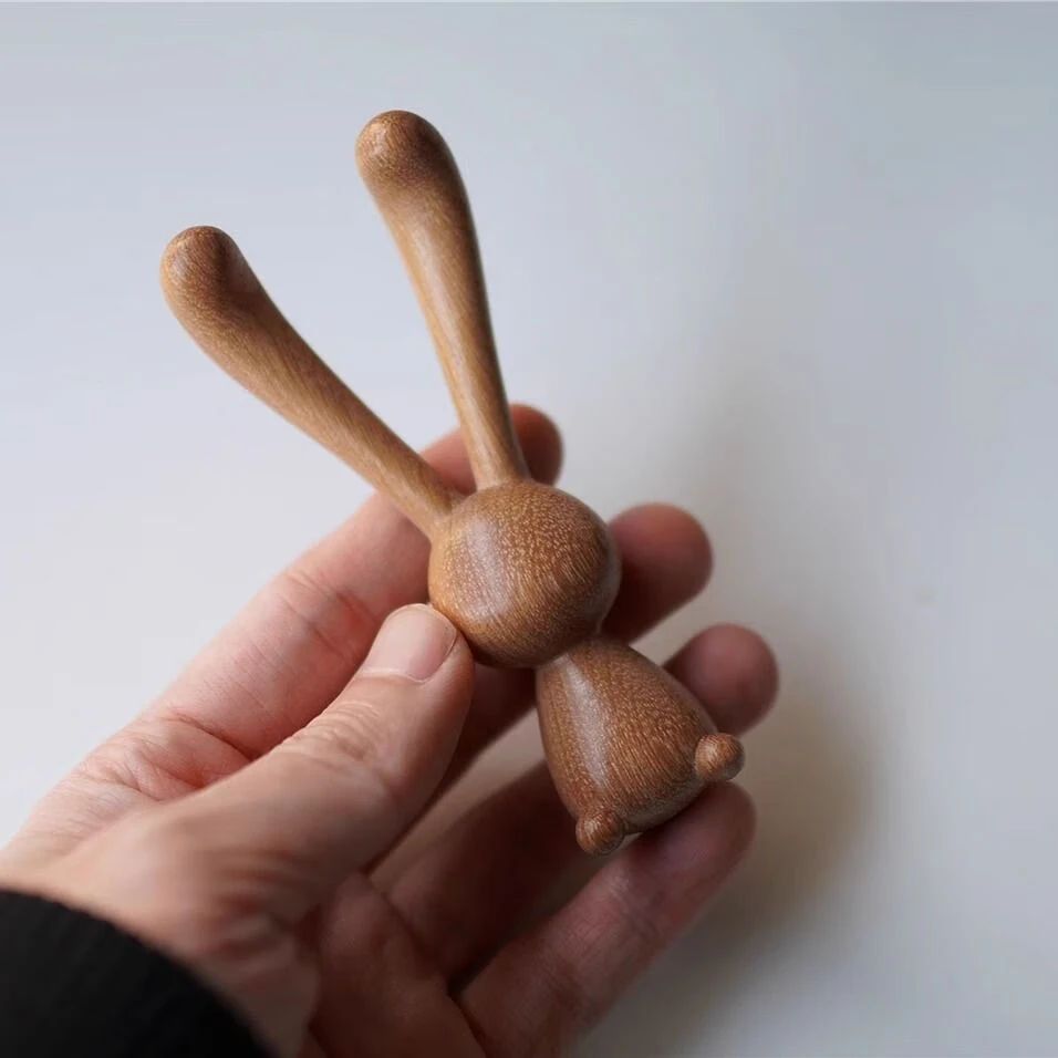 兔子按摩棒  天然檀木眼部按摩鼻子按摩下颌线黑眼圈眼袋礼物 天