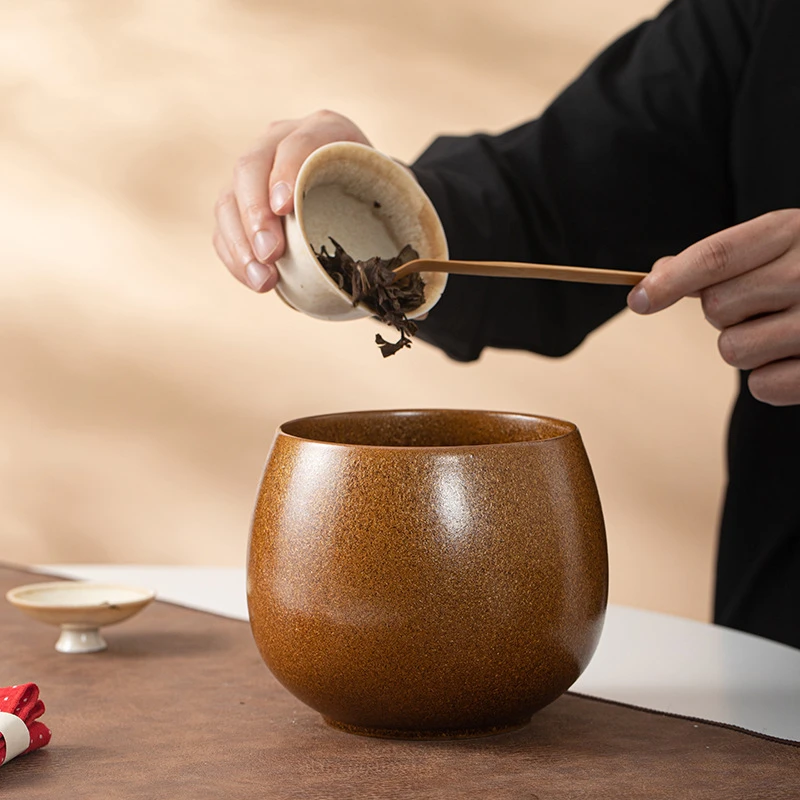 禅意茶道器具茶渣缸茶洗碗陶瓷茶室专用中式干泡水禅意废茶盂