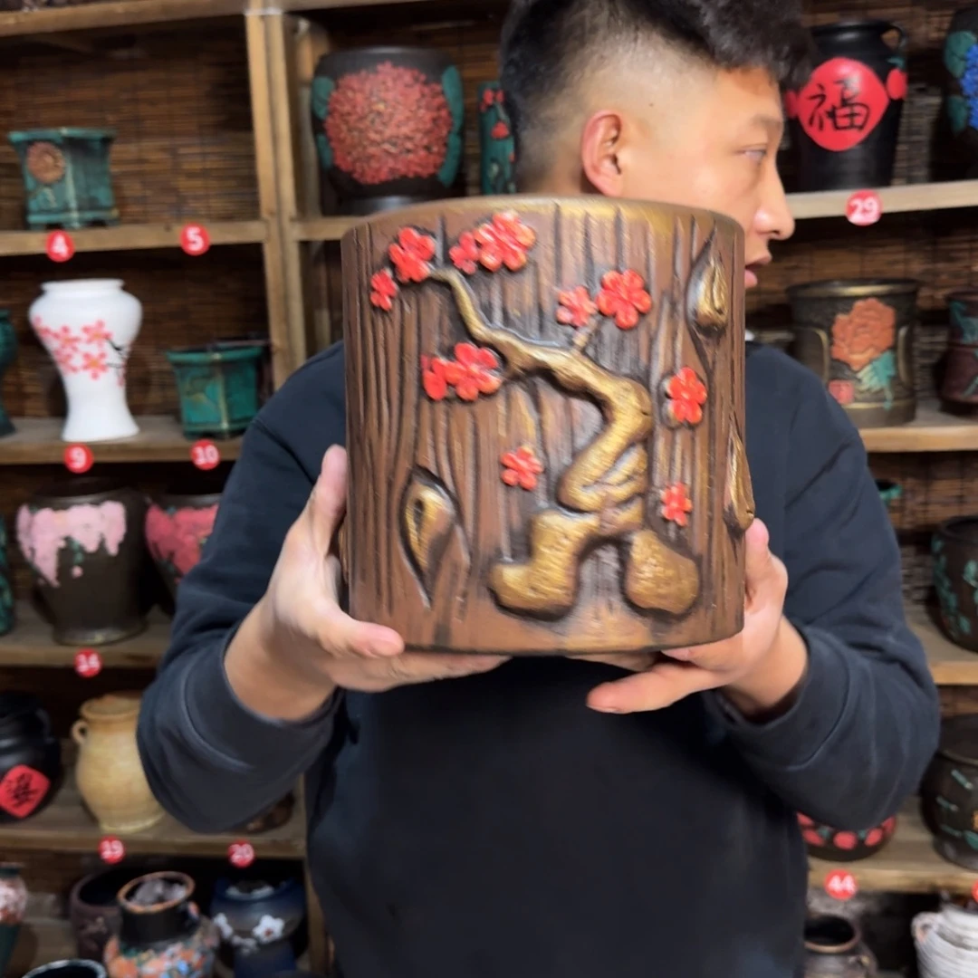 带孔高端浮雕花盆炸炸炸