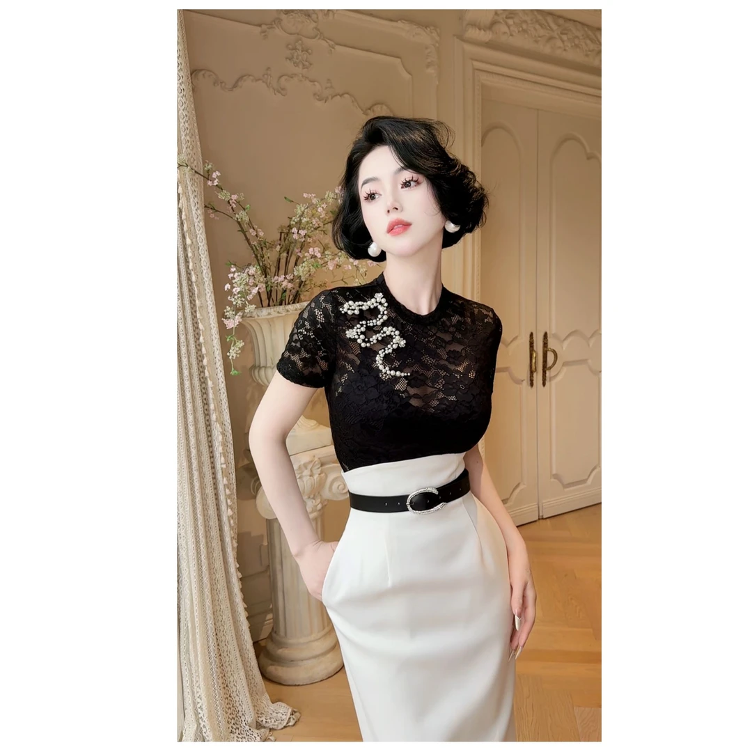 LYXJ【蛇年限定】限量发售T恤上衣高弹蕾丝蛇钉珠工艺11934，11984