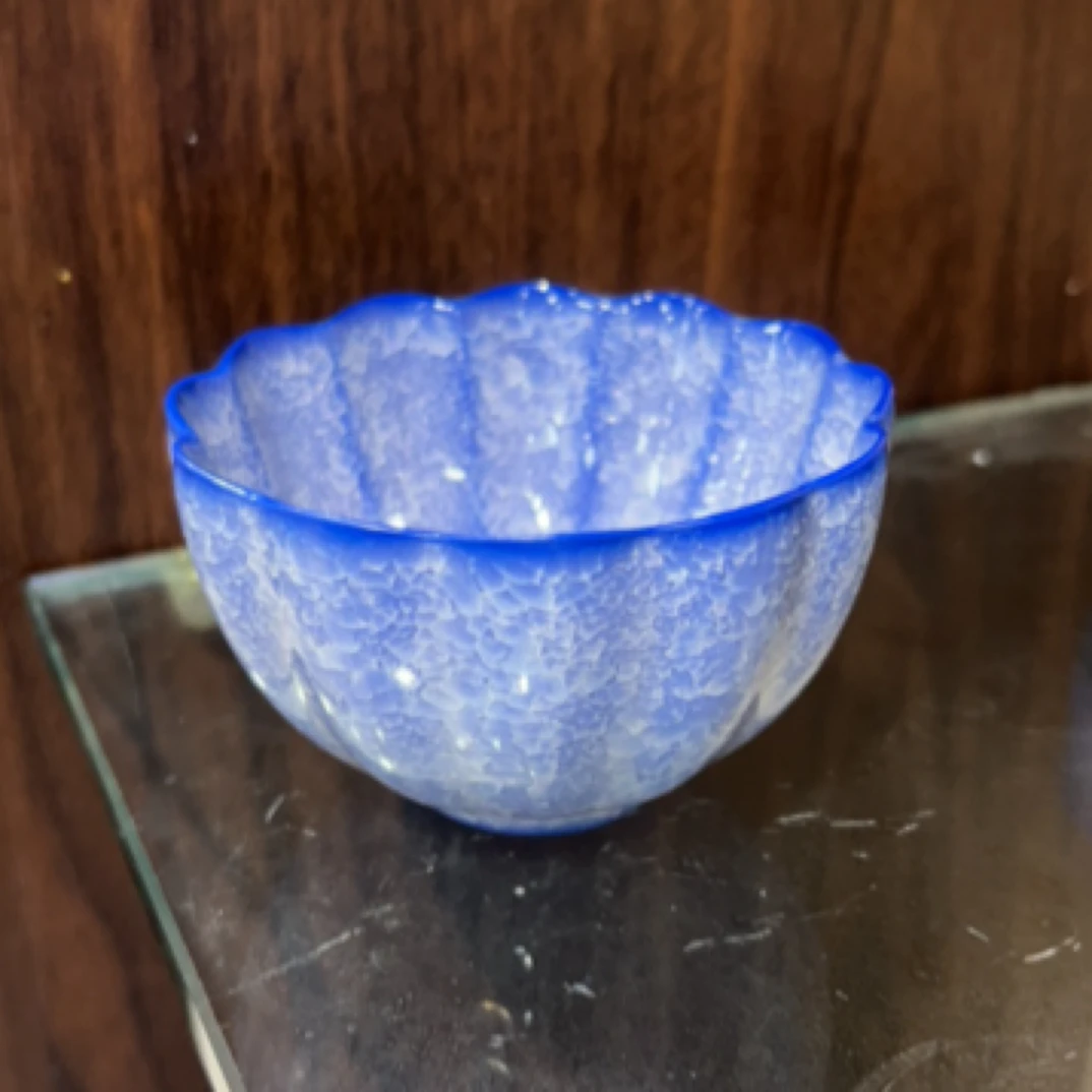 W瑕原矿汝瓷蓝冰大菊杯