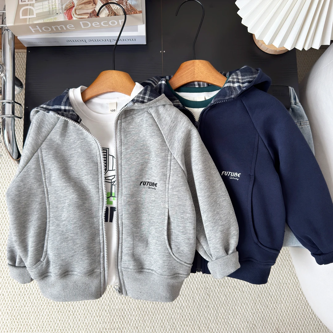 儿童针织连帽外套 春秋中大童男童开衫卫衣 宝宝洋气宽松外穿上衣