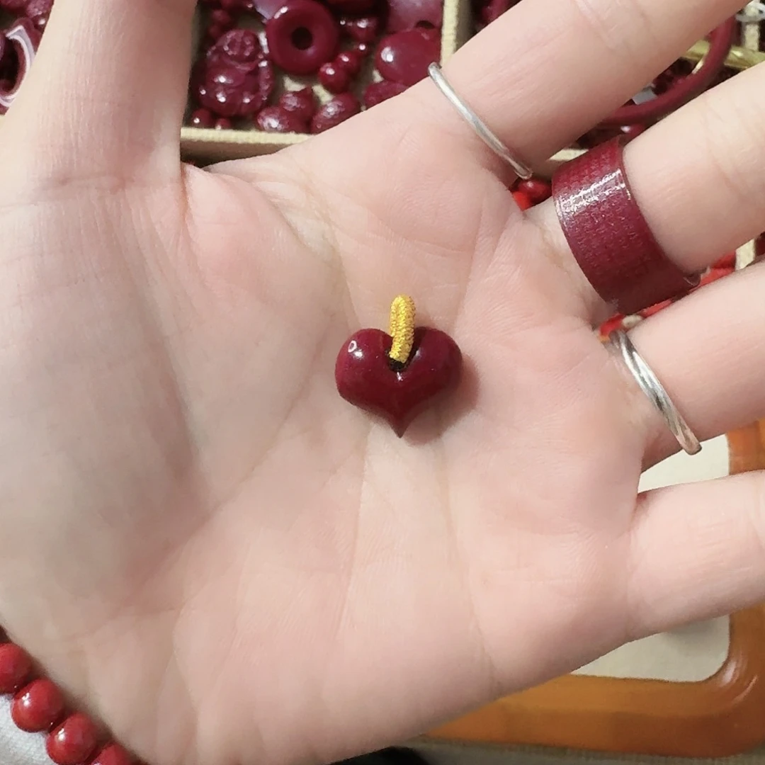 天然辰砂高含量紫金砂爱心吊坠项链