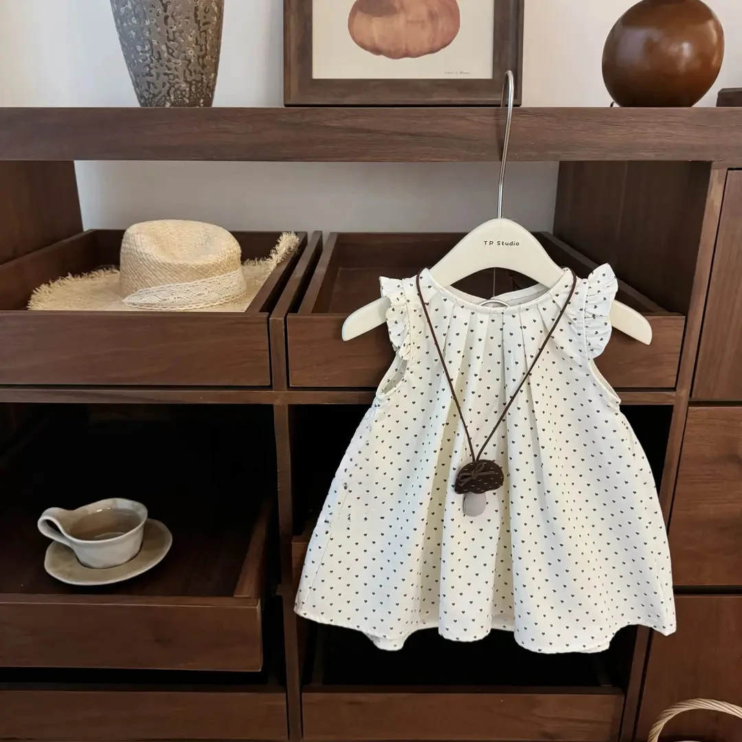 2025可爱韩国童装女宝宝夏季新款波点飞飞袖洋气背心公主裙