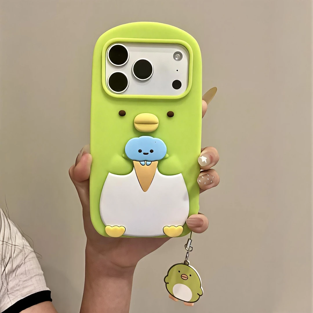 卡通角落生物绿鹅适用iPhone17pro可爱ins防摔16创意ai硅胶手机壳