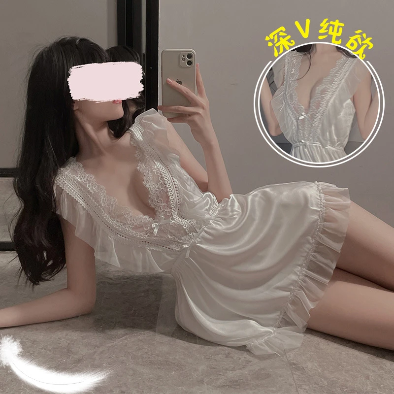 内衣女睡衣女水溶花内衣纯欲少女风睡裙套装