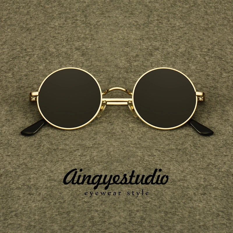 圆形墨镜复古潮男金边偏光太阳镜女古典太子镜结婚接亲伴郎团眼镜