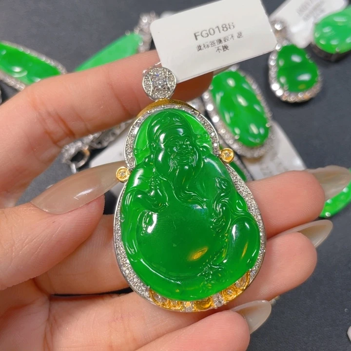 【闪购商品】翡翠银S925镶嵌颈饰我****麻翡翠