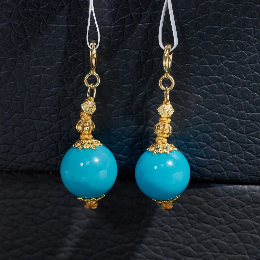 【歪歪】松石圆珠吊坠*18K金镶嵌（卡9）（多样性发其一）N4999