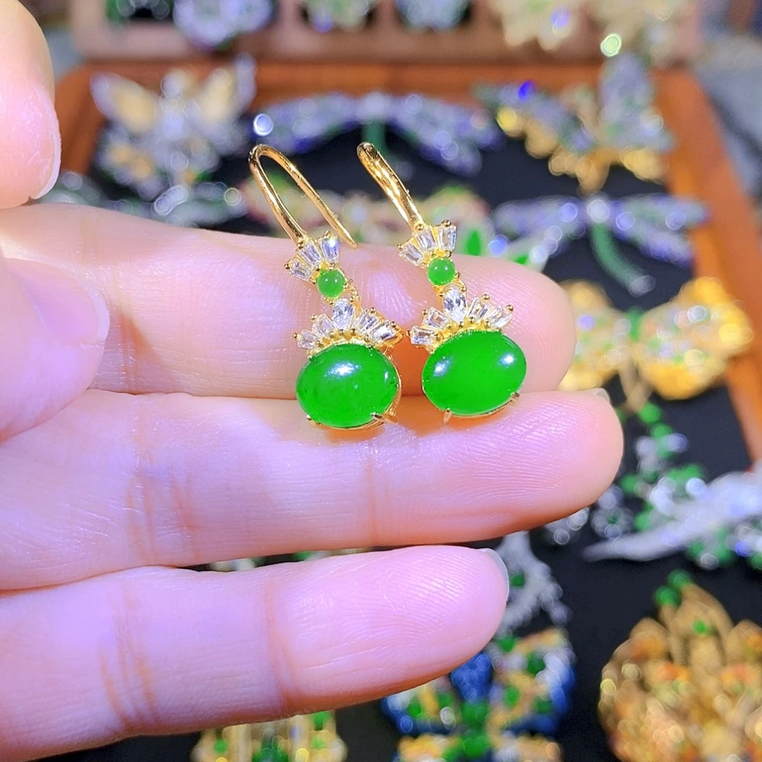 吊坠(不含链)银S925镶嵌翡翠