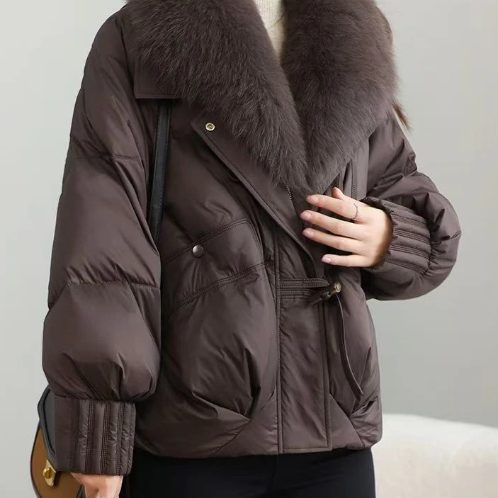 Z0103【出口】气质优雅时尚短款羽绒服女款流行新款（大毛领可拆卸）