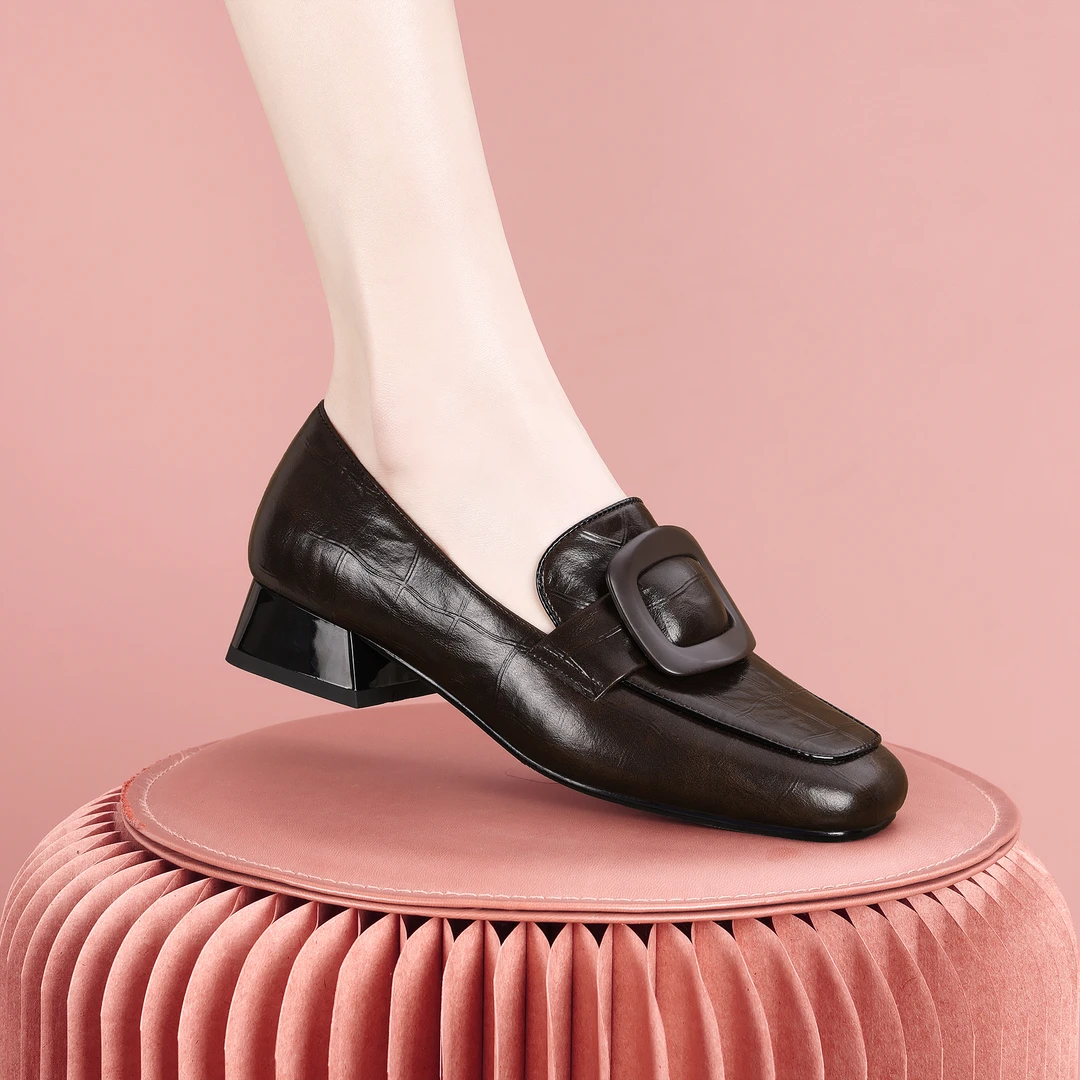 梵芮诗2025年新款春季舒适百搭通勤必备户外出行乐福单鞋-J1195