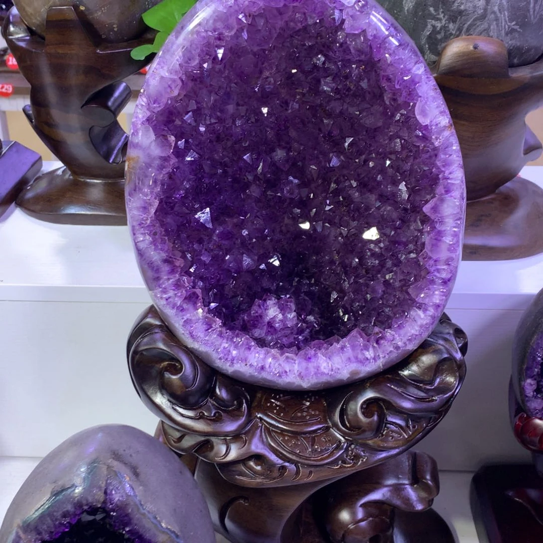 织绣全抛紫水晶钱袋子