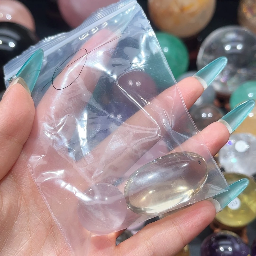 花***)水晶珠宝半成品未镶嵌微瑕打通孔不退不换2.1